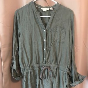 Green Linen Romper